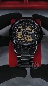 Jam Tangan Otomatis Asli Tahan Air Diamond Fngeen Mechanical Mesin Mekanik Transparan Awet Seumur Hidup Stainless Steel Anti Karat Luminous Bercahaya Kaca Tebal Tahan Gores Aksesoris Arloji Mens Watches Quartz Analog Bisnis Kasual Formal Pria-JF23