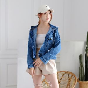 JAKET JEANS WANITA CROP OVERSIZE VINTAGE KOREA STYLE CASUAL