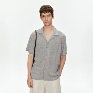 Lace Hollow Cuban Collar Loose Breathable Short Sleeve Shirt
