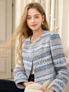 XIANGYING | Elegant Style Blue -style Short Jacket 2026 Spring New Arrivals