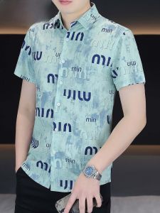 HENGYUANXIANG | Fashionable Casual Mens Short Sleeve Shirt Summer New Style Iron Free High End Feeling Hengyuanxiang Letter Print Shirt