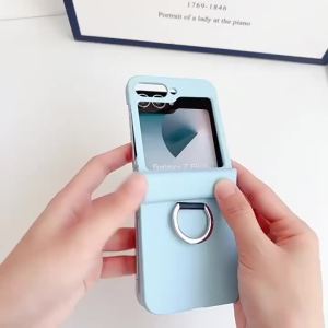 Candy Color Skin Touch Finger Ring Hard PC Case For Samsung Z Flip 8 7 6 5 4 Built-in Screen Film Shockproof Protection Cover