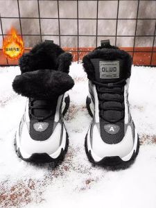 Thick Winter Mens Sneakers Waterproof Non-slip Warm Cotton Shoes with Fleece Lining for Sports and Casual Wear