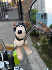 Magnetic Doll Hanging Ornament for Electric Car Rearview Mirror Decorative Pilot Dog Figurine Cute Accessory for Battery Car
