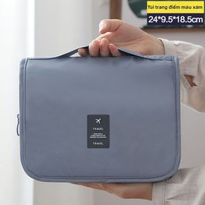 Túi Đựng Mỹ Phẩm Du Lịch Chống Thấm Có Dây Đeo Sọc Dung Lượng Lớn