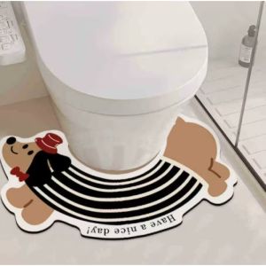 Thảm Vệ Sinh Hình Chữ U Sọc VIKAMA Thảm Nhà Tắm PVC Thấm Hút Nhanh Khô Phong Cách Hiện Đại Trang Trí Nhà Cửa Thảm Trải Sàn Lối Vào