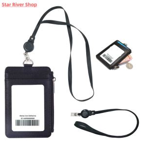 Retractable Badge Lanyard Work Name Business Card Holder Womens Fashionable Acrylic Plastic Card Case Functional Mini Bag