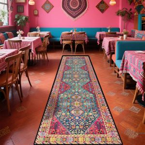VIKAMA Vintage Persian Corridor Rug Indoor/Outdoor Runner Rug Non-Slip Kitchen & Dining Mat Bedroom & Balcony Carpet Home Decor