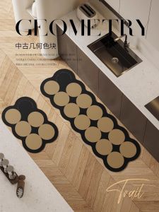 Thảm Nhà Bếp Da Màu Tối Chống Trượt Thảm Dài Có Thể Giặt Được Chống Bẩn Thảm Nhà Bếp Phong Cách Hiện Đại Cổ Điển Mới Thảm Nhà Bếp Da