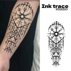 Rune Geometry Temporary Tattoo Stickers Durability 10-12 Days Suitable for Arm Leg Application Body Art Decals