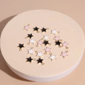50 Pcs Charm Enamel Epoxy Bintang /Bandul Bintang —8mm*6mm