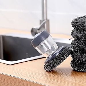 Bàn chải cọ xoong nồi cọ bếp cọ rửa bát đĩa có bình đựng xà phòng - Dụng cụ nhà bếp cọ xoong nồi thông minh GALIT625