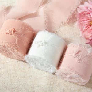 Ruộng Lụa Tơ Tằm Viền Nhăn Vải Cotton 1-1/2 Inch Vải Polyester Dùng Cho Bó Hoa Cưới Gói Quà Thủ Công DIY Trang Trí.