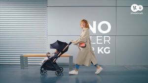 Kinderkraft Stroller Apino Lightweight Foldable for Newborn up to 22kg(Black/Beige/Grey)