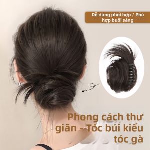 JIUQI | Mái tóc giả kẹp vào thực tế Tóc búi Dải băng đầu