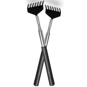 Portable Extendable Telescopic Skeleton Hand Metal Back Scratchers Hand Massager Backslap with Rubber Handles Holiday Gift