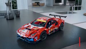 ⚡COD⚡Red FERRARI 488 GTE 1:10 Building Blocks Cars High Difficulty Mechanical Group Model Assembling 1677PCS COD