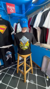 Kaos Pria Model Terkini Trending Motif 3D Bahan katun 24s Muka Hijau Biru H0749