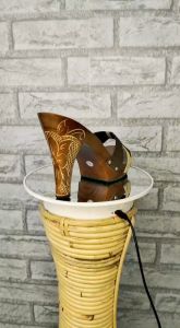 SANDAL WANITA HELS DAUN UKIR 7CM/HEELS CANTIK/HEELS PESTA/SENDAL KAYU