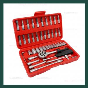 OLOEY | 46 Piece Car Repair Tool Set Professional Auto Motorcycle Ratchet Wrench Socket Kit for Garage Home Maintenance Mechanics Repair