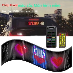 Màn Hình Quảng Cáo Ô Tô LED Ma Trận Điểm Ảnh RGB Tự Chế 17cm Hiển Thị Chữ Cuộn Graffiti Điều Khiển Bằng Ứng Dụng Trang Trí Xe Hơi