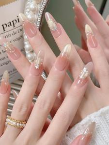 Handmade Cat Eye Pearl White Enhancing Nail Art Stickers Pure Gold Autumn Winter New Style Wearable False Nails DODOMI