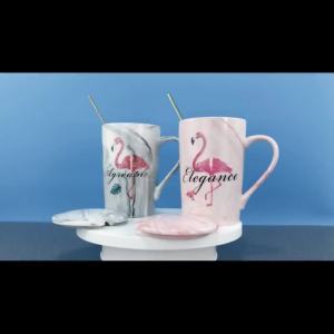 High appearance level couple cute marble mug Ceramic drinking cup Oatmeal breakfast cup Coffee cup set 350ML