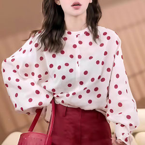 Shalldoer | Áo sơ mi tay dài in hoa thời trang rộng rãi thoáng khí chống nắng mùa hè cho nữ Áo sơ mi cổ tròn thường ngày bằng polyester