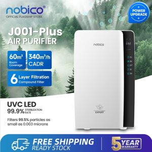 Nobico J001-Plus Air Purifier For Home & Room With UVC Germicidal  CADR 340m³/h  Effective Area 60 sqm  6 Stage H13 HEPA Filter |In 5 Years Warranty|
