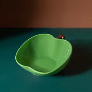 Apple Shaped Ceramic Cat Dog Bowls Anti-Flip Large Diameter Water And Food Bowls Pet Feeding Set Ceramic Pet Bowls