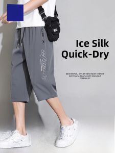 ROMON | Lormen Summer Ice Silk Casual Shorts Mens Seven-Foot Loose Outerwear Lightweight Breathable Polyester Workwear Trousers