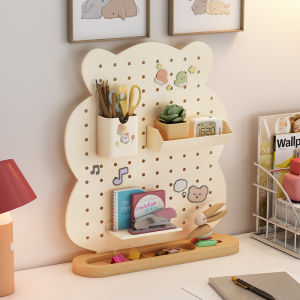 ชั้นวางของสำหรับโต๊ะทำงานแบบไม่ต้องเจาะรู ทำจากโลหะ ใช้จัดระเบียบสำหรับหอพักนักเรียนและออฟฟิศ อุปกรณ์จัดระเบียบแบบพกพา