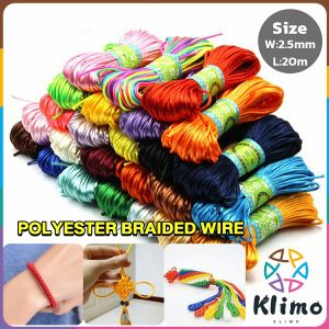 KLIMO 2.5mm Width Polyester Braided Long Rope DIY Chinese Knot Weaving 20m/bundle