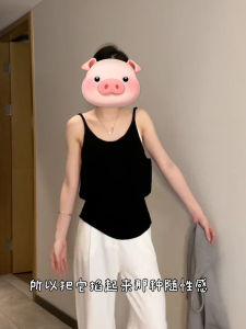 สีเทาเข้ม ถักเล็ก สายคล้อง เสื้อกั๊ก ผู้หญิง เสื้อผ้าตัวใน ฤดูร้อน เปลือยเซ็กซี่ พรางหุ่น หลวม แขนกุด เสื้อสําหรับ ลำลอง ชุดทํางาน