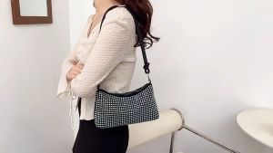 Perfect Choice Mikee Shoulder Bag Diamond Knotted Rhinestone Handbag for Women Armpit Bag for Girls