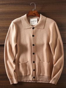 Áo len cardigan nam dệt kim thanh lịch có cổ chữ V Len Merino phong cách Hoàng Gia Thụy Điển cho mùa thu đông