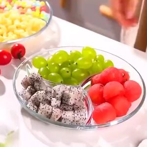 1pc Three Grids Clear Glassware Round Shaped Glass Dinner Serving Fruit Plate 7009P/7010P