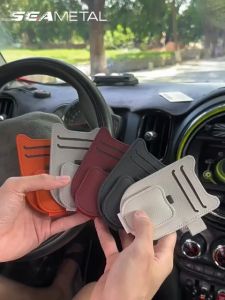 SEAMETAL Car Sun Visor Organizer Leather Multi-functional Car Cards Holder Sunglasses Clip Car Visor Storage Bag