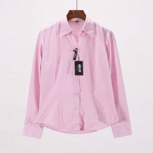 เสื้อเชิ้ตคอปกตั้งแขนยาวทรงพื้นฐานสำหรับผู้หญิง ฤดูใบไม้ร่วง 2025 ผ้าฝ้ายผสมโพลีเอสเตอร์ ทรงปกติ คอกลม แขนยาว