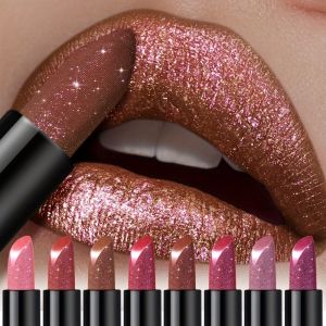 Pressable Pearlescent Glitter Lipstick - Crushed Shine Softens Lip Lines Glitter Lip Gloss Creamy Texture