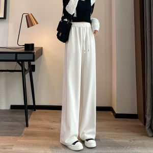 JIANGLU | Plus Size Womens Fleece Lined Wide Leg Pants Sporty Thickened Autumn Winter Casual Straight Leg Trousers High Waist Street Style