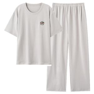 MiiOW | Summer Cotton Short Sleeve Long Pants Pajamas Large Size