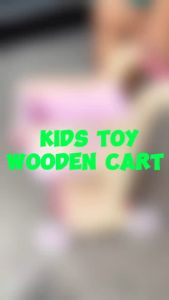 Hntob 45cm Wooden Grocery Cart Trolley Shopping Cart Kids Play Set Educational Storage Toy