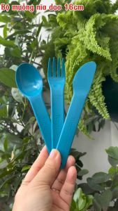 Bộ muỗng nĩa dao Tupperware 3 món 16cm (tặng kèm túi rút) nhựa nguyên sinh