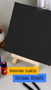 TRG Stretched Art Black Canvas Board 20x20 cm Watercolor Artist Acrylic Paint - Kanvas Hitam Media Lukis Cat Air Akrilik Minyak Poster Siap Melukis Ukuran 20 x 20 TRG