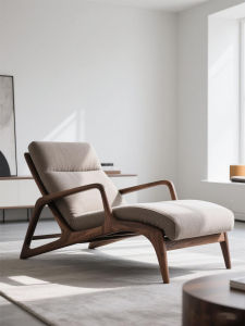 New Chinese Style Leisure Recliner Minimalist Si Dynasty Aesthetic Black Walnut Wood Nap Sofa High Density Rebound Sponge