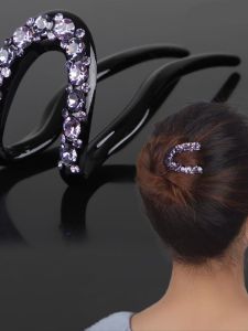 Temperament Korean Style Rhinestone Hair Plug U-Shaped Hair Pin Chinese Ancient Style Updo Hair Accessories Classical Clip Lady Adult Ladieswear Hair Clasp