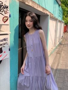 Mixd | Sleeveless Unique Purple Summer Shirt Dress