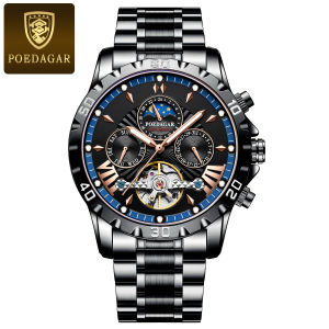 Đồng Hồ Đeo Tay Cơ Khí Tự Động Cao Cấp POEDAGAR Dành Cho Nam Có Chức Năng Tourbillon Chống Nước Dạ Quang Vỏ Thép Không Gỉ Hiển Thị Ngày Và Tuần