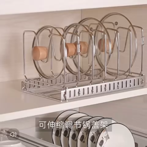 Ⓜ️ZEROIDEASⓂ️ SS201 Expandable Pots Lids Storage Rack Adjustable Pans Storage Rack Retractable Cabinet Organizer Rack Under Sink Organizer Rack Kitchenware Divider Holder for Baking Plate Baking Tray Plates Cutting Boards Muffin Tins Baking Sheet
